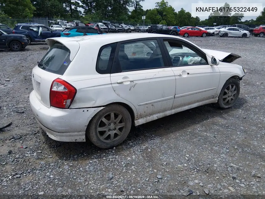 2006 Kia Spectra5 VIN: KNAFE161765322449 Lot: 45326217