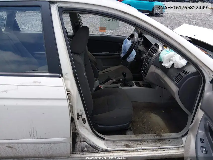 2006 Kia Spectra5 VIN: KNAFE161765322449 Lot: 45326217