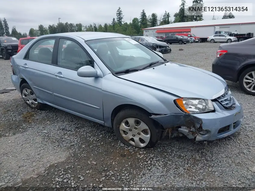2006 Kia Spectra Ex/Lx/Sx VIN: KNAFE121365314354 Lot: 45382700
