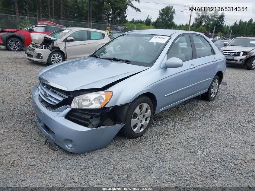 2006 Kia Spectra Ex/Lx/Sx VIN: KNAFE121365314354 Lot: 45382700