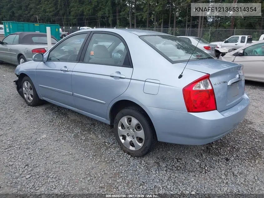 2006 Kia Spectra Ex/Lx/Sx VIN: KNAFE121365314354 Lot: 45382700