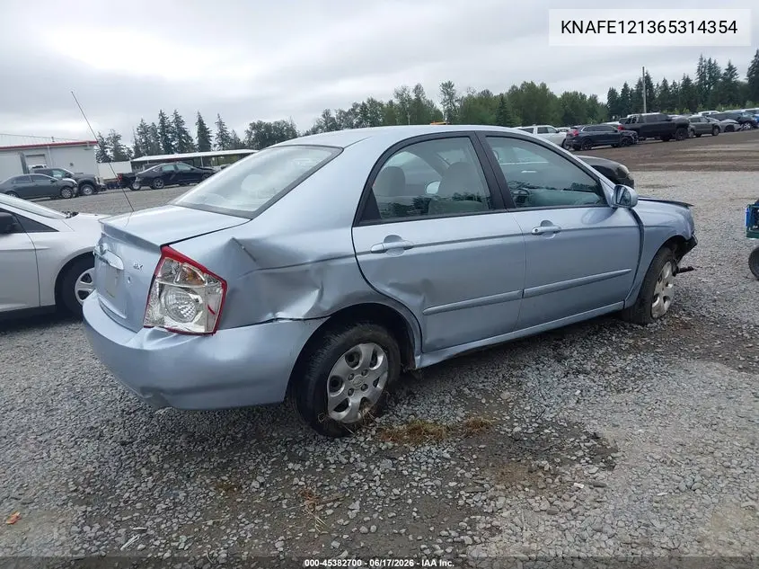2006 Kia Spectra Ex/Lx/Sx VIN: KNAFE121365314354 Lot: 45382700