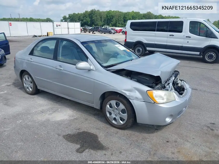 2006 Kia Spectra Ex/Lx/Sx VIN: KNAFE121665345209 Lot: 45489334