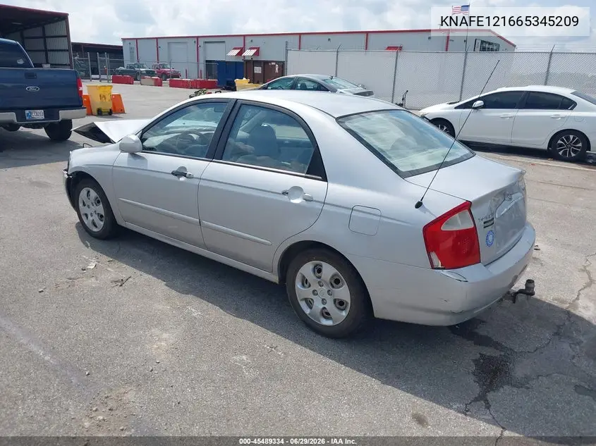 2006 Kia Spectra Ex/Lx/Sx VIN: KNAFE121665345209 Lot: 45489334