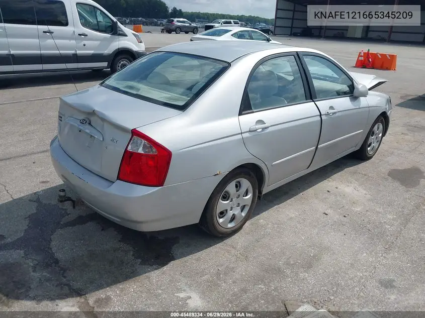 2006 Kia Spectra Ex/Lx/Sx VIN: KNAFE121665345209 Lot: 45489334