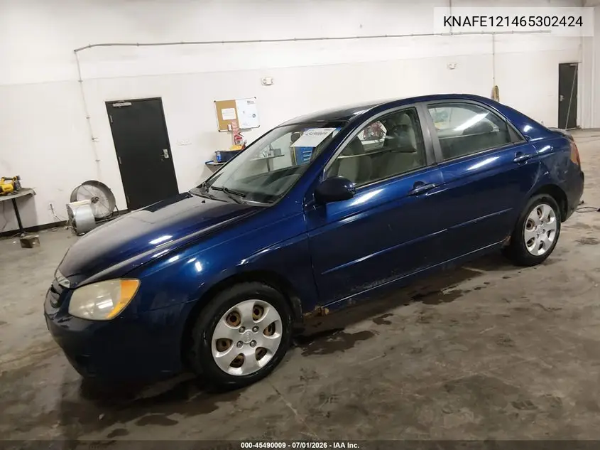 2006 Kia Spectra Ex/Lx/Sx VIN: KNAFE121465302424 Lot: 45490009