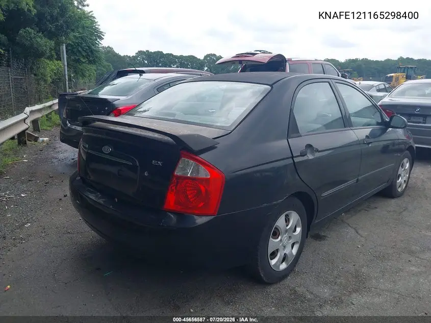 2006 Kia Spectra Ex/Lx/Sx VIN: KNAFE121165298400 Lot: 45656587