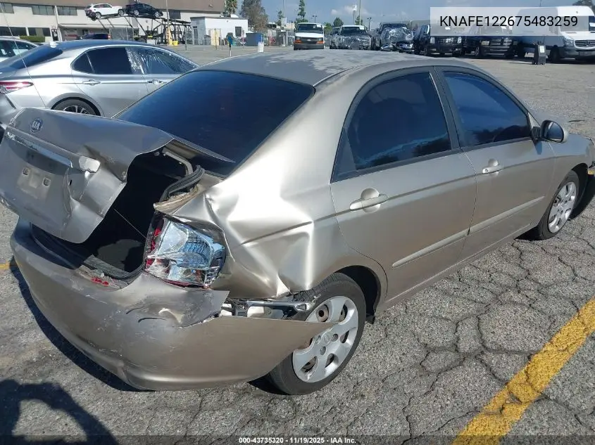 2007 Kia Spectra Ex VIN: KNAFE122675483259 Lot: 43735320