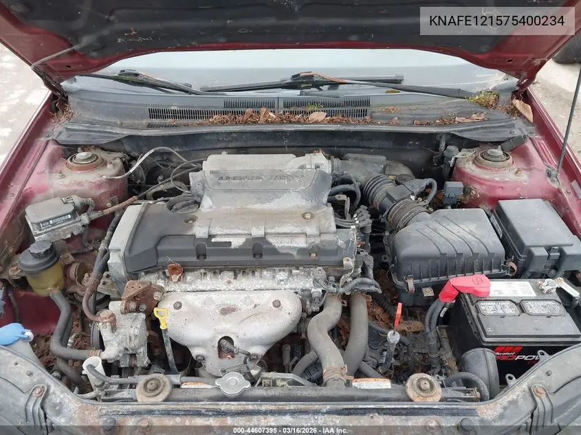 2007 Kia Spectra Ex VIN: KNAFE121575400234 Lot: 44607395