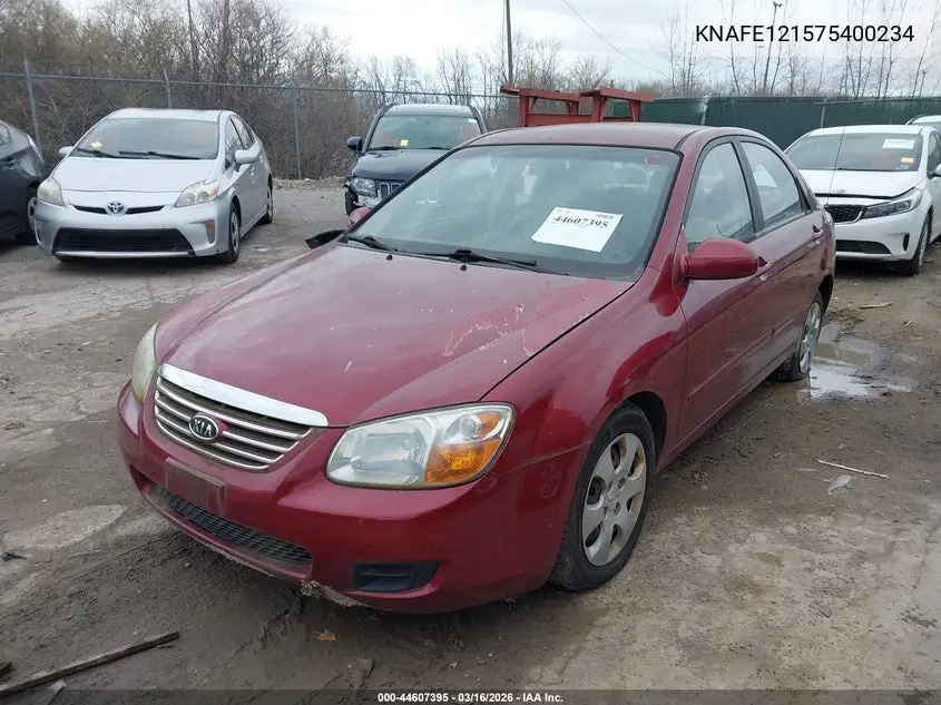2007 Kia Spectra Ex VIN: KNAFE121575400234 Lot: 44607395