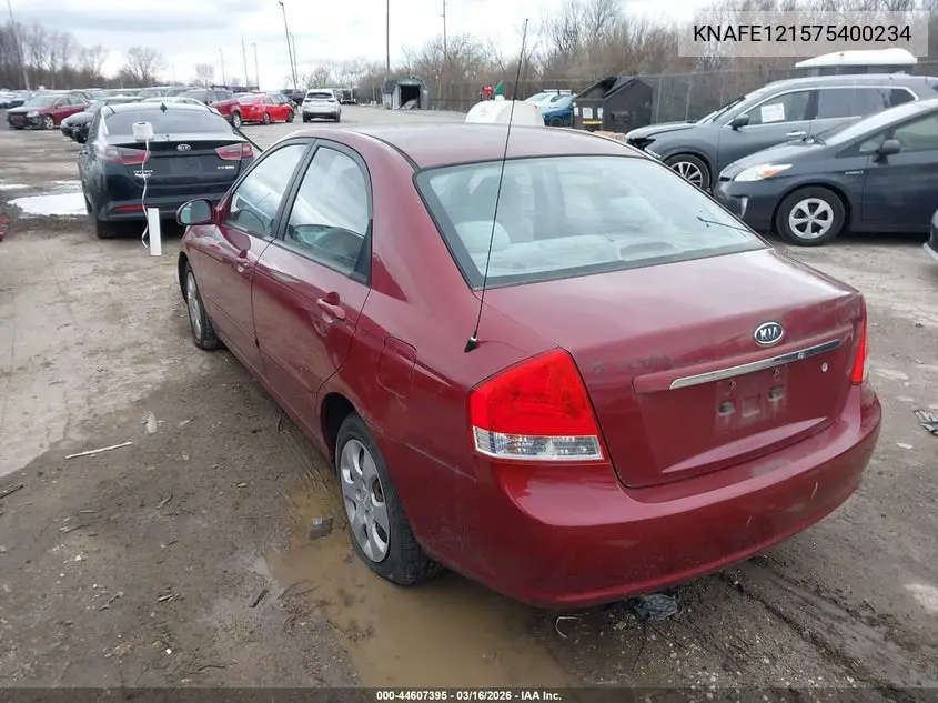2007 Kia Spectra Ex VIN: KNAFE121575400234 Lot: 44607395