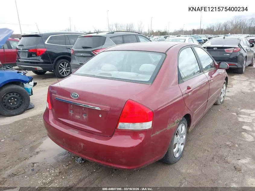 2007 Kia Spectra Ex VIN: KNAFE121575400234 Lot: 44607395