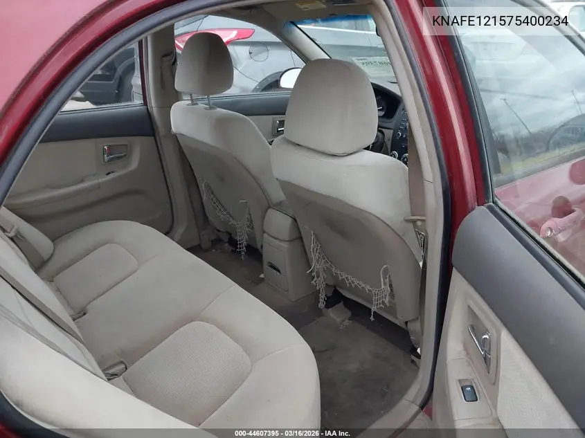 2007 Kia Spectra Ex VIN: KNAFE121575400234 Lot: 44607395
