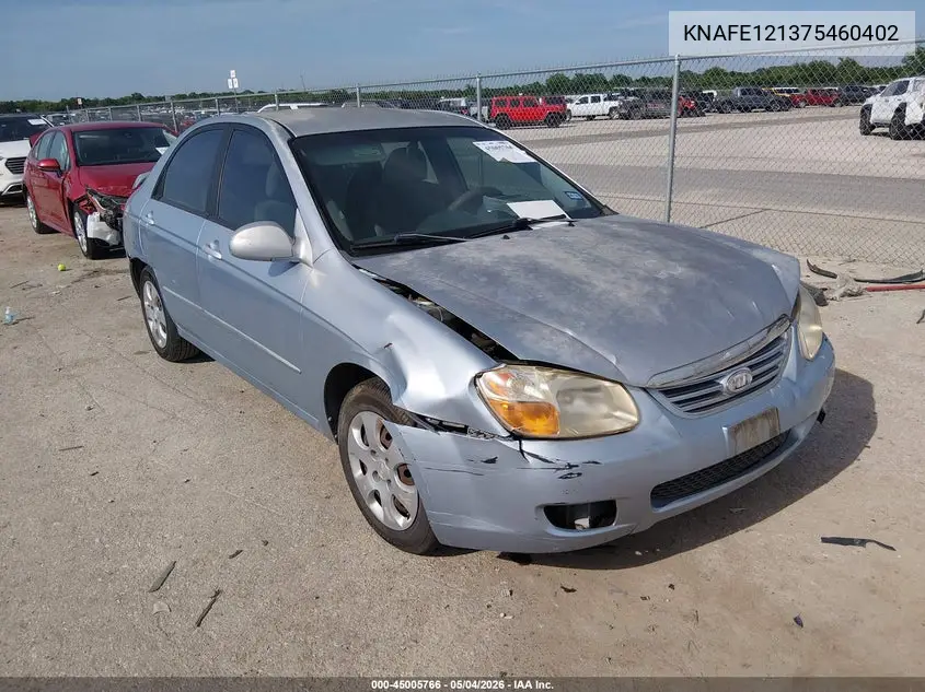 2007 Kia Spectra Ex VIN: KNAFE121375460402 Lot: 45005766