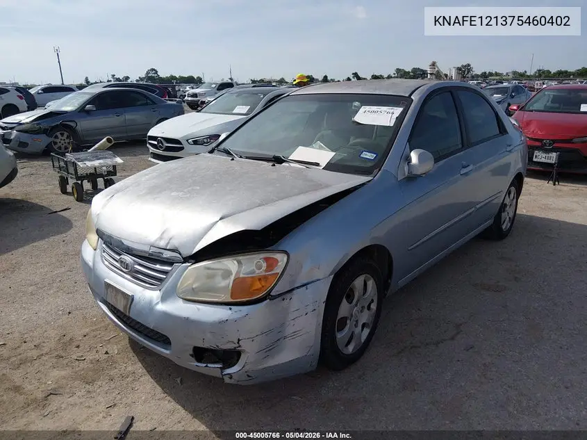 2007 Kia Spectra Ex VIN: KNAFE121375460402 Lot: 45005766