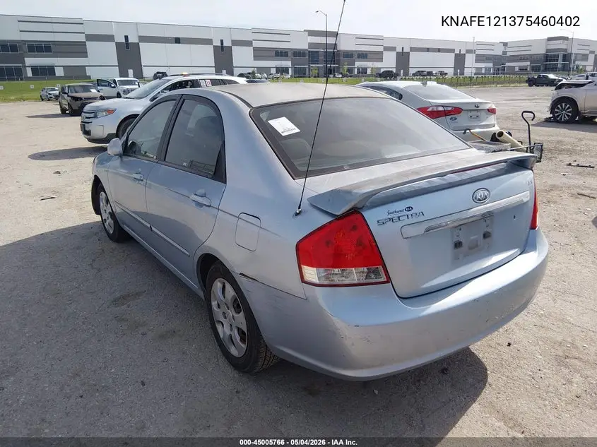2007 Kia Spectra Ex VIN: KNAFE121375460402 Lot: 45005766