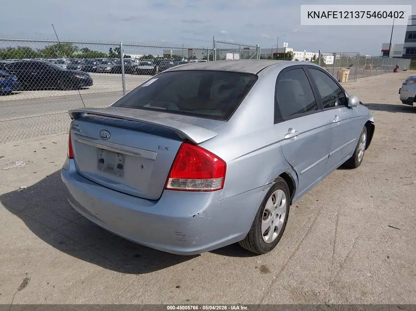 2007 Kia Spectra Ex VIN: KNAFE121375460402 Lot: 45005766