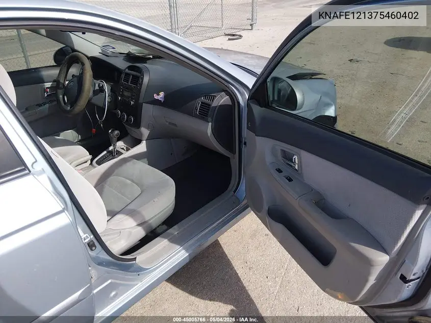 2007 Kia Spectra Ex VIN: KNAFE121375460402 Lot: 45005766