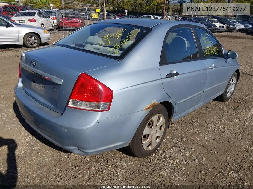2007 Kia Spectra Ex VIN: KNAFE122775419277 Lot: 45078638