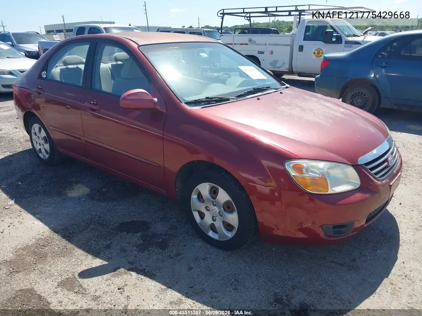 2007 Kia Spectra Ex VIN: KNAFE121775429668 Lot: 45311307