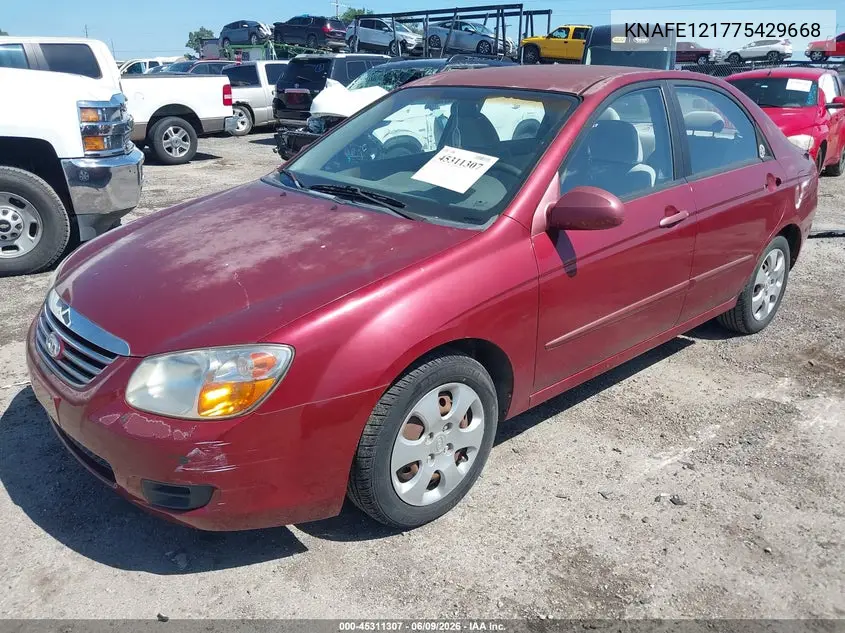 2007 Kia Spectra Ex VIN: KNAFE121775429668 Lot: 45311307