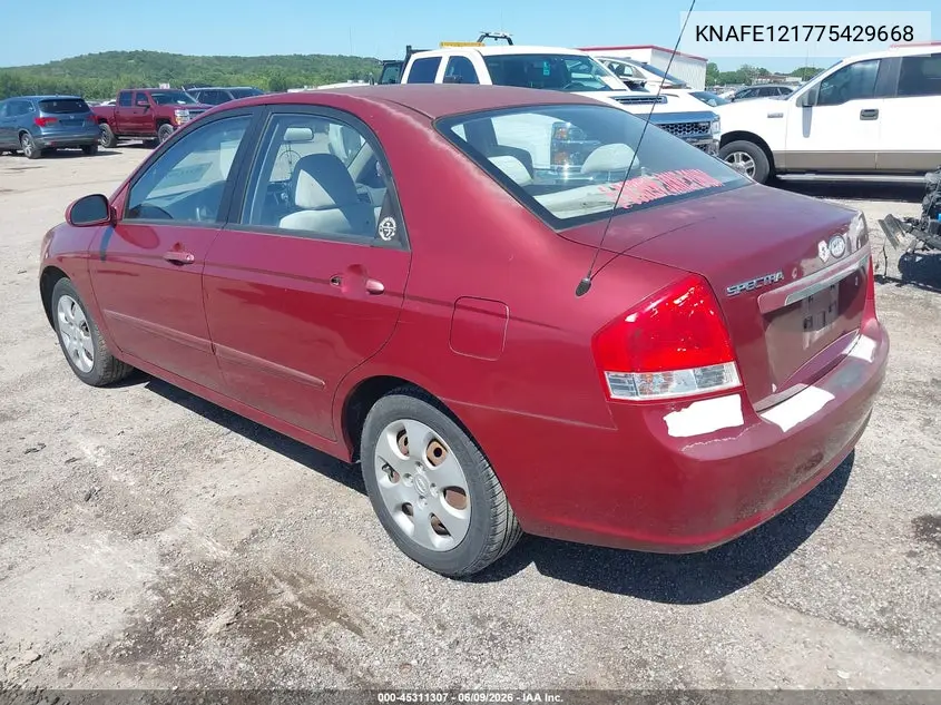2007 Kia Spectra Ex VIN: KNAFE121775429668 Lot: 45311307
