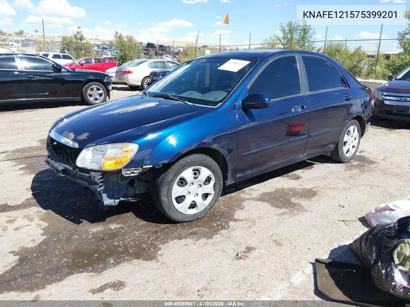 2007 Kia Spectra Ex VIN: KNAFE121575399201 Lot: 45380931