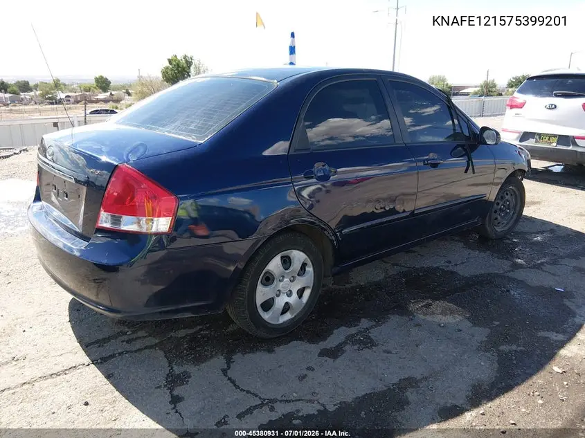 2007 Kia Spectra Ex VIN: KNAFE121575399201 Lot: 45380931