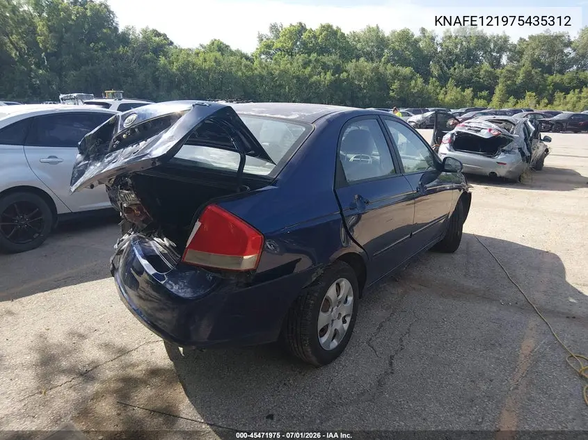 2007 Kia Spectra Ex VIN: KNAFE121975435312 Lot: 45471975