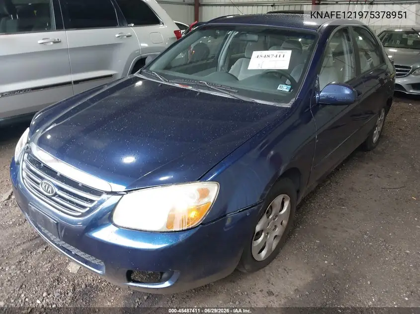 2007 Kia Spectra Ex VIN: KNAFE121975378951 Lot: 45487411