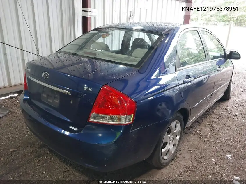 2007 Kia Spectra Ex VIN: KNAFE121975378951 Lot: 45487411