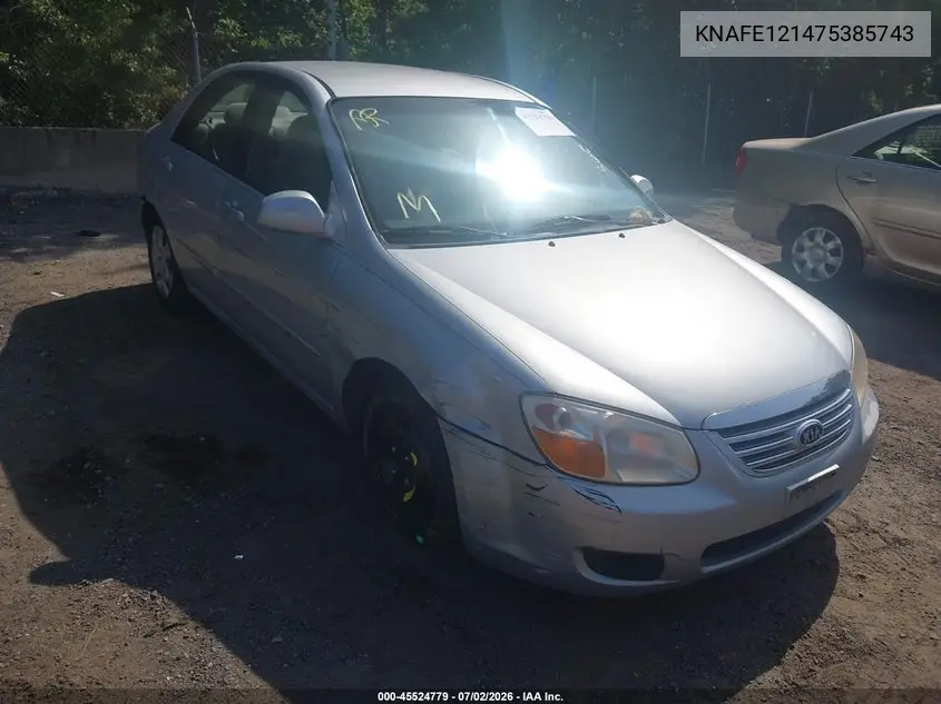 2007 Kia Spectra Ex VIN: KNAFE121475385743 Lot: 45524779