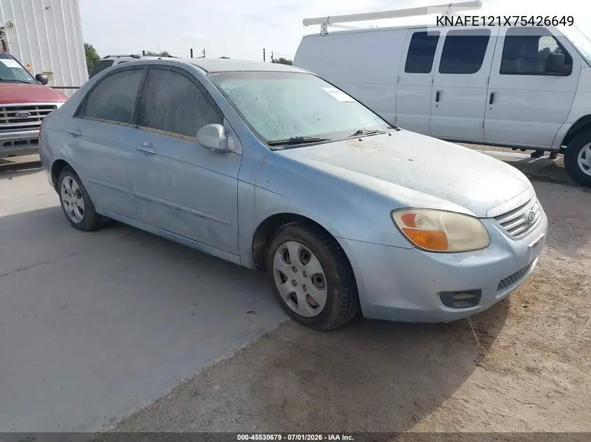 2007 Kia Spectra Ex VIN: KNAFE121X75426649 Lot: 45530679