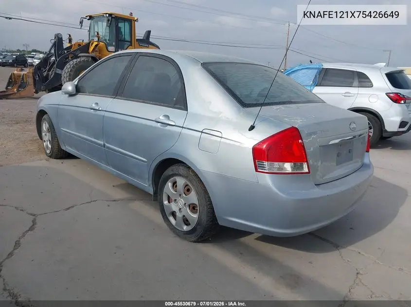 2007 Kia Spectra Ex VIN: KNAFE121X75426649 Lot: 45530679