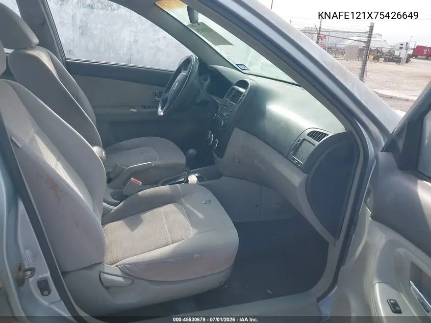 2007 Kia Spectra Ex VIN: KNAFE121X75426649 Lot: 45530679