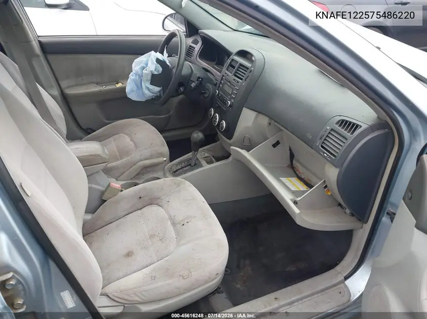 2007 Kia Spectra Ex VIN: KNAFE122575486220 Lot: 45616248