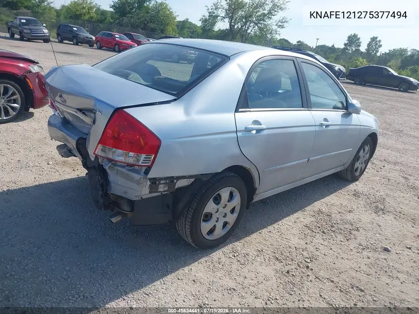 2007 Kia Spectra Ex VIN: KNAFE121275377494 Lot: 45634441