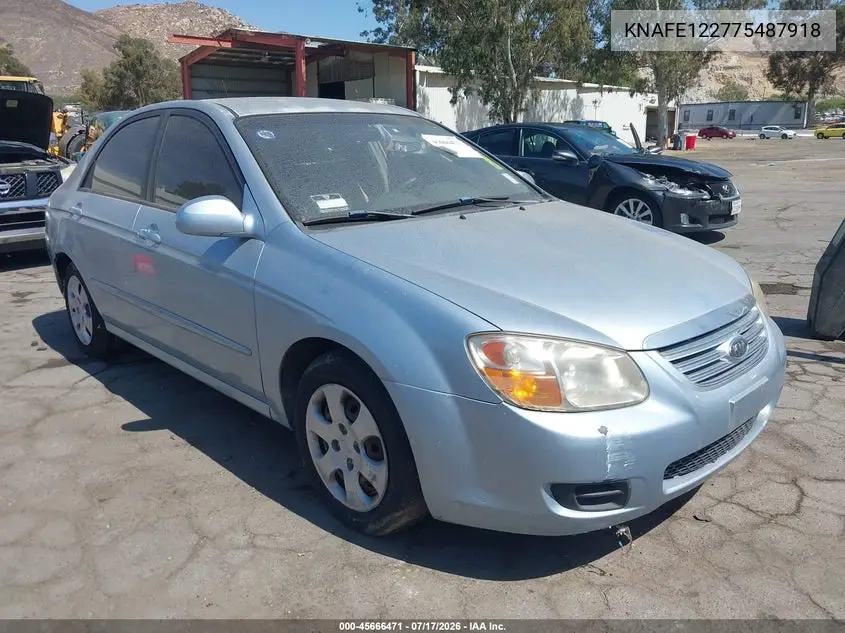 2007 Kia Spectra Ex VIN: KNAFE122775487918 Lot: 45666471