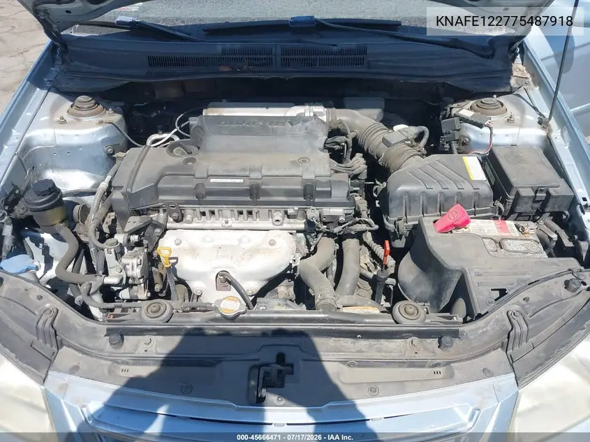 2007 Kia Spectra Ex VIN: KNAFE122775487918 Lot: 45666471