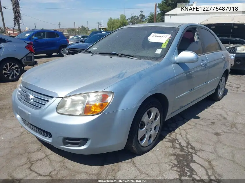 2007 Kia Spectra Ex VIN: KNAFE122775487918 Lot: 45666471