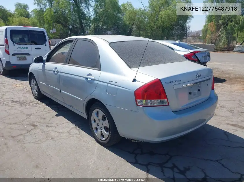 2007 Kia Spectra Ex VIN: KNAFE122775487918 Lot: 45666471