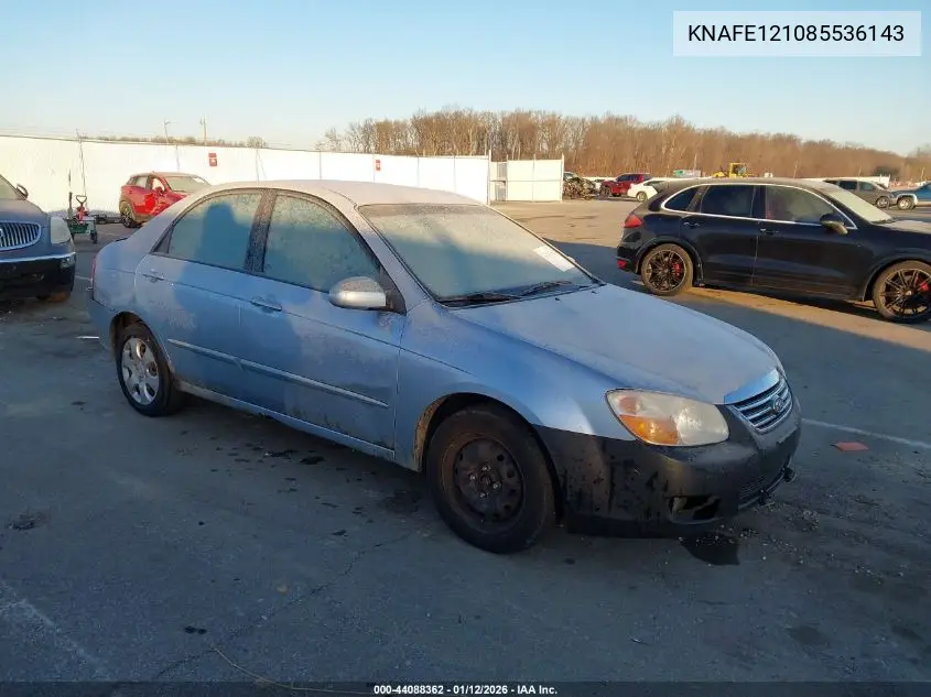 2008 Kia Spectra Lx VIN: KNAFE121085536143 Lot: 44088362