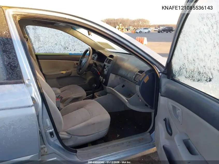 2008 Kia Spectra Lx VIN: KNAFE121085536143 Lot: 44088362