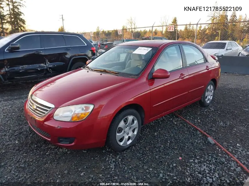 2008 Kia Spectra Ex VIN: KNAFE121785522109 Lot: 44172018