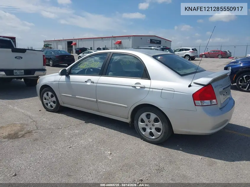2008 Kia Spectra Ex VIN: KNAFE121285550917 Lot: 44865720