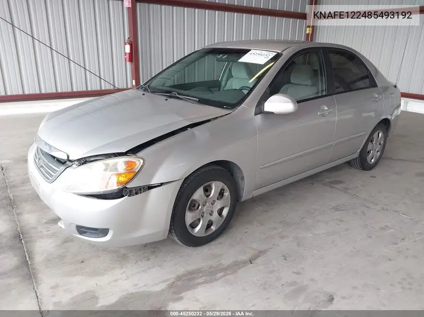 2008 Kia Spectra Ex VIN: KNAFE122485493192 Lot: 45250232