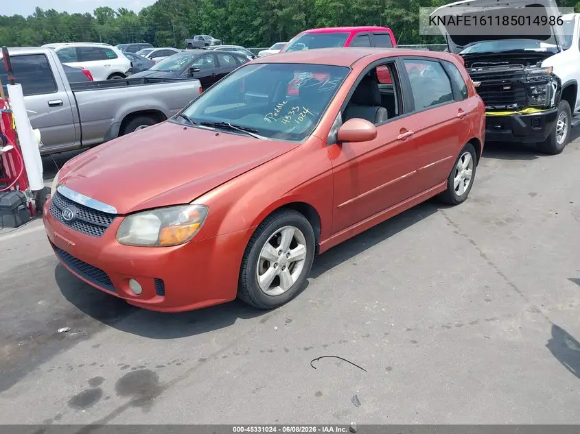 2008 Kia Spectra5 Sx VIN: KNAFE161185014986 Lot: 45331024