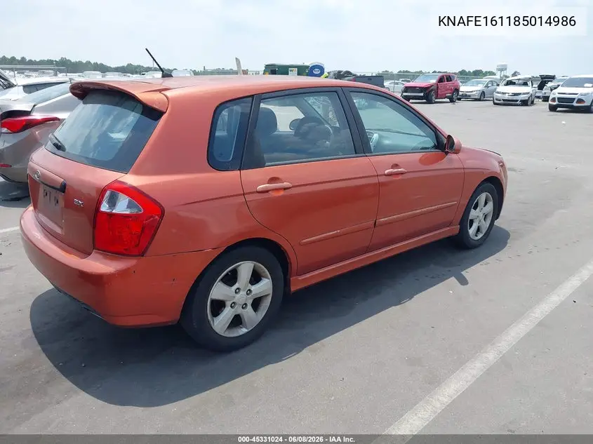 2008 Kia Spectra5 Sx VIN: KNAFE161185014986 Lot: 45331024