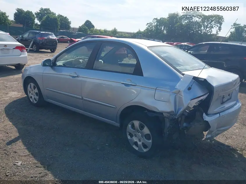 2008 Kia Spectra Ex VIN: KNAFE122485560387 Lot: 45436030