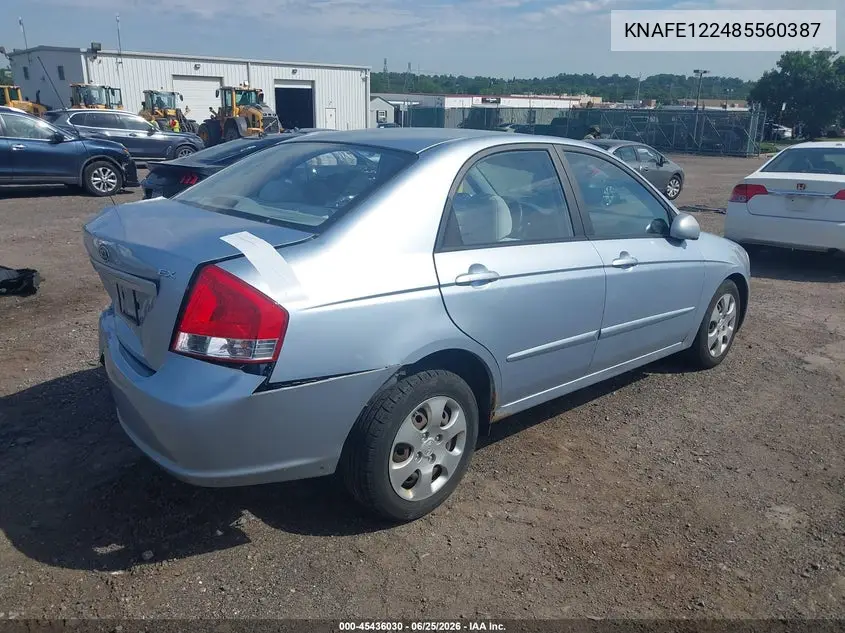 2008 Kia Spectra Ex VIN: KNAFE122485560387 Lot: 45436030